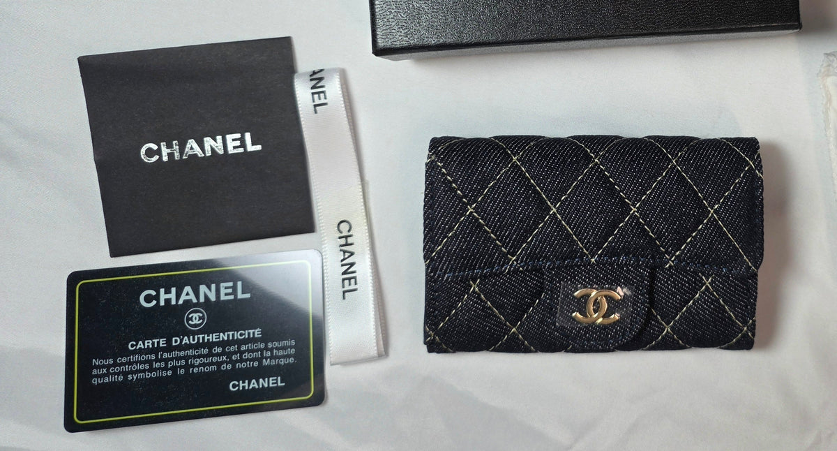 C Logo Black Wallet with Contrast Stitching