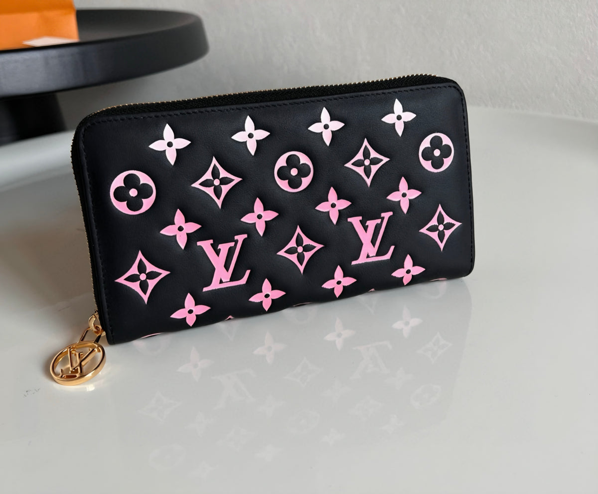 L Logo Black and Pink monogram Long Wallet