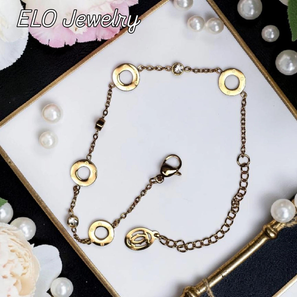 Gold Charm Logo Bracelet