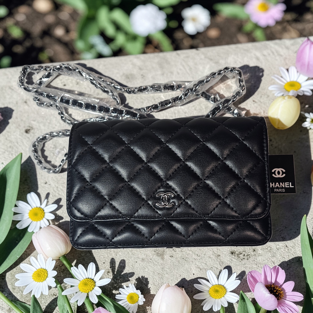 Boutique CC Black Single Flap Leather Crossbody w/ Silver hardware NWT