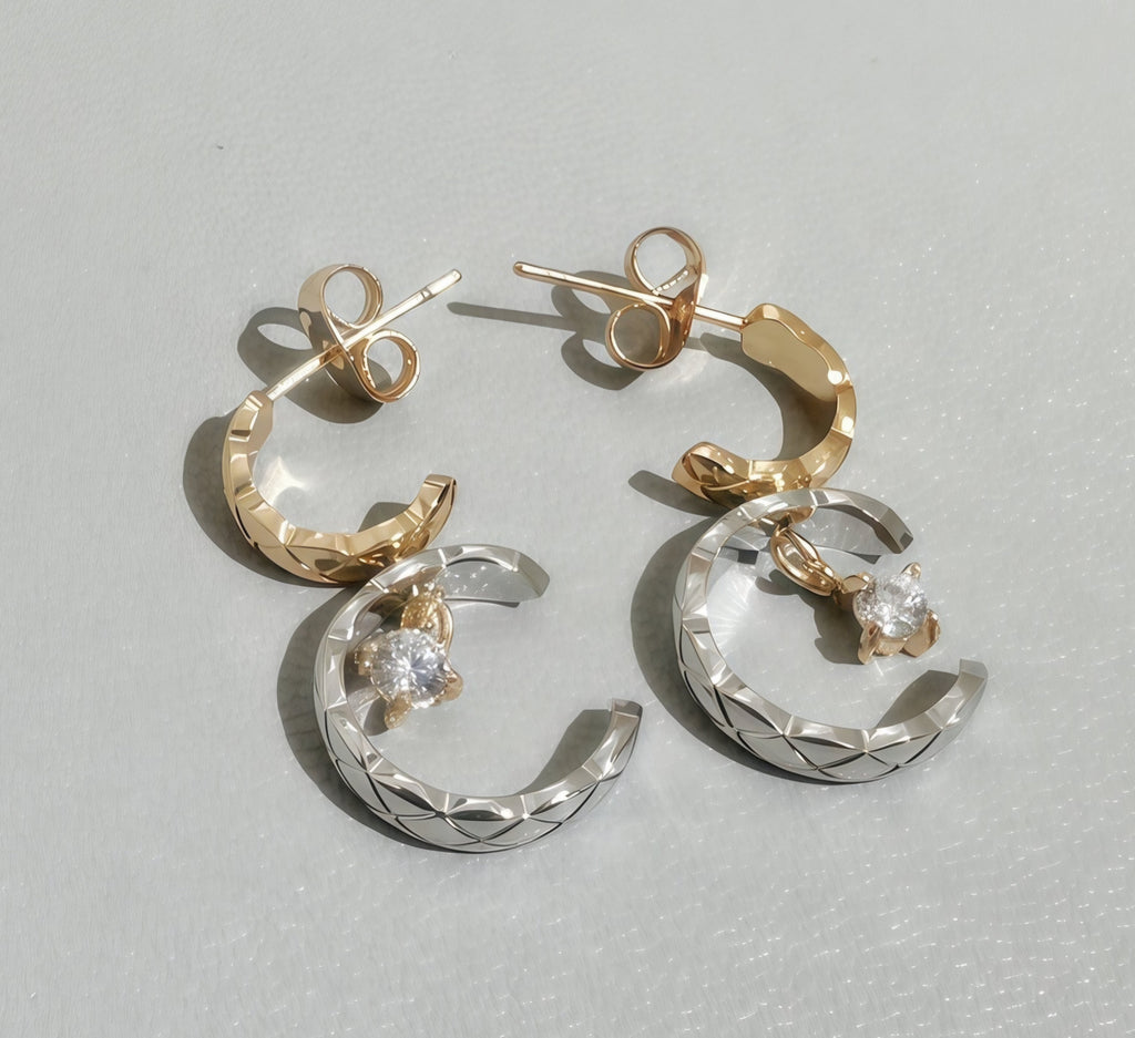 C Logo Pierced Dainty Dangle Earrings