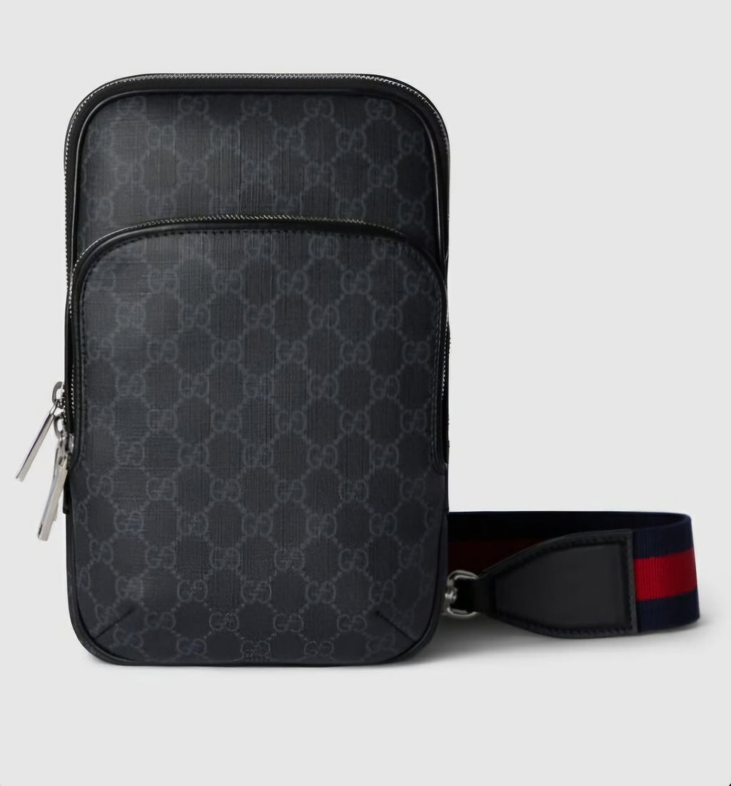 Black Logo Men's Crossbody Top Q