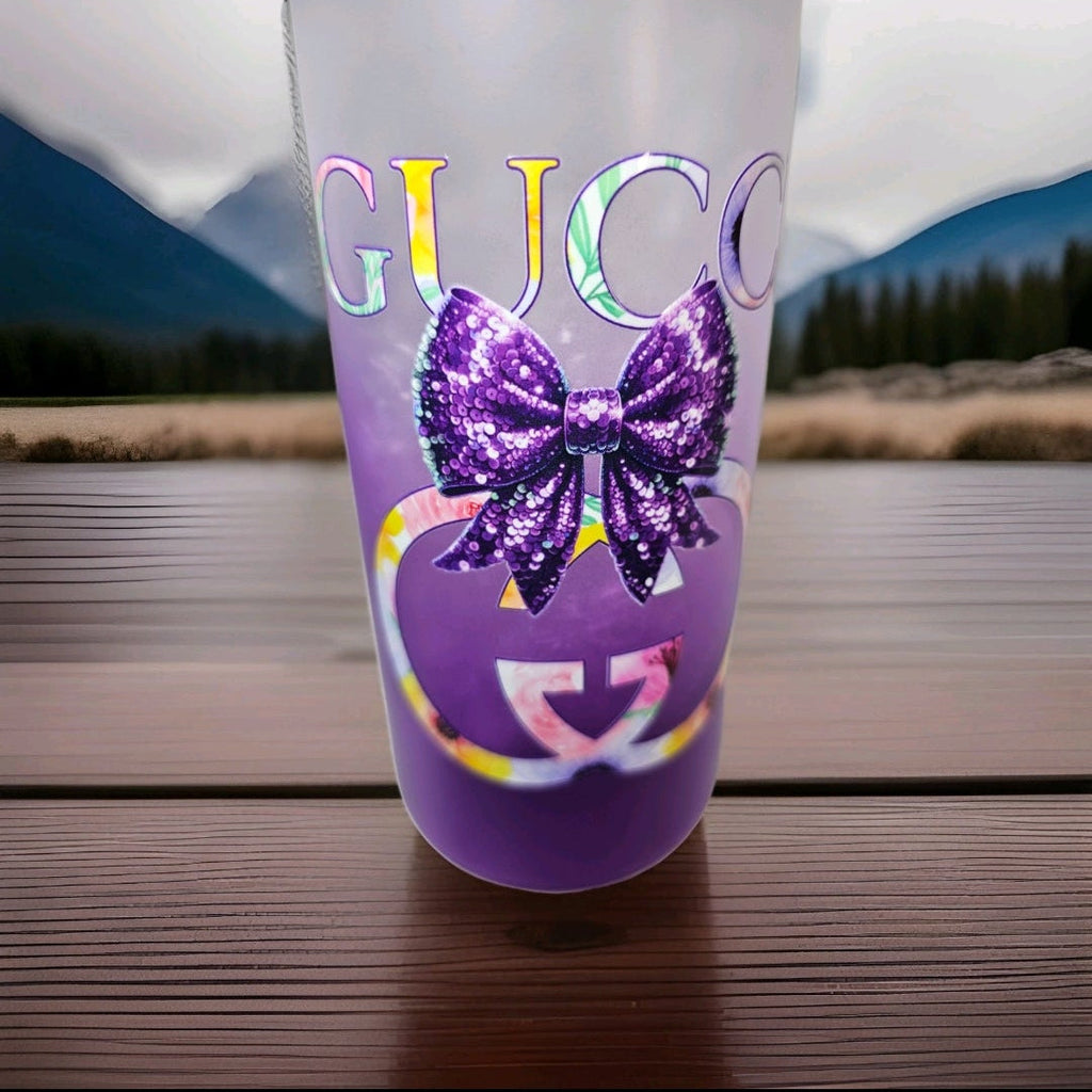 Custom designed Gucci Inspired logo Glass Tumbler 20 oz