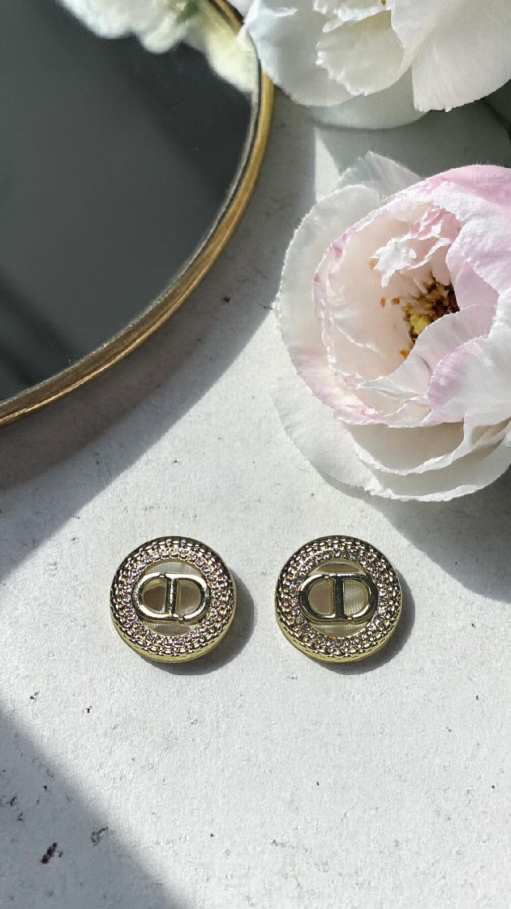 CD Gold Logo Charm Earrings
