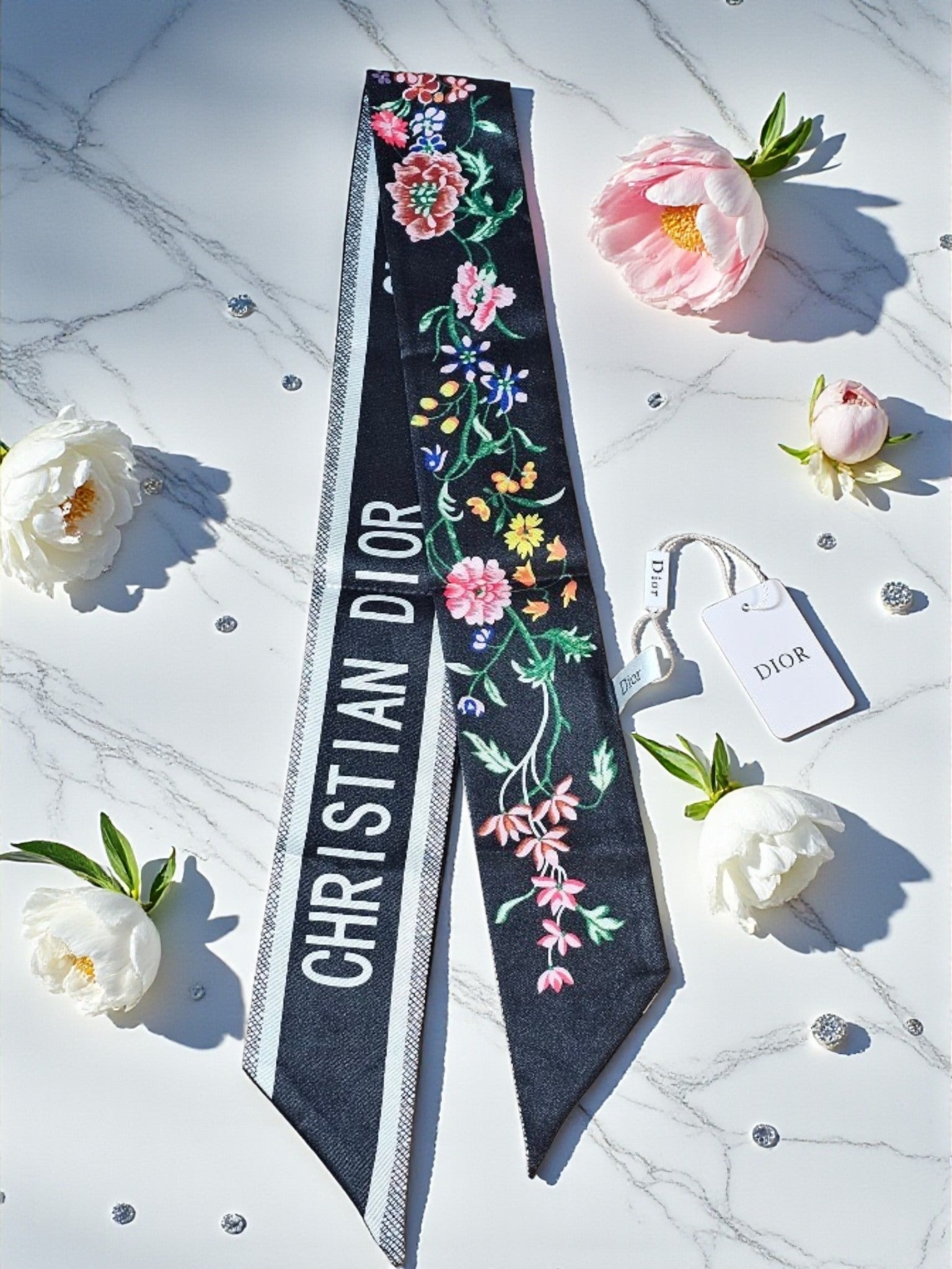CD Logo Black Summer Bag and Hair Scarf NWT