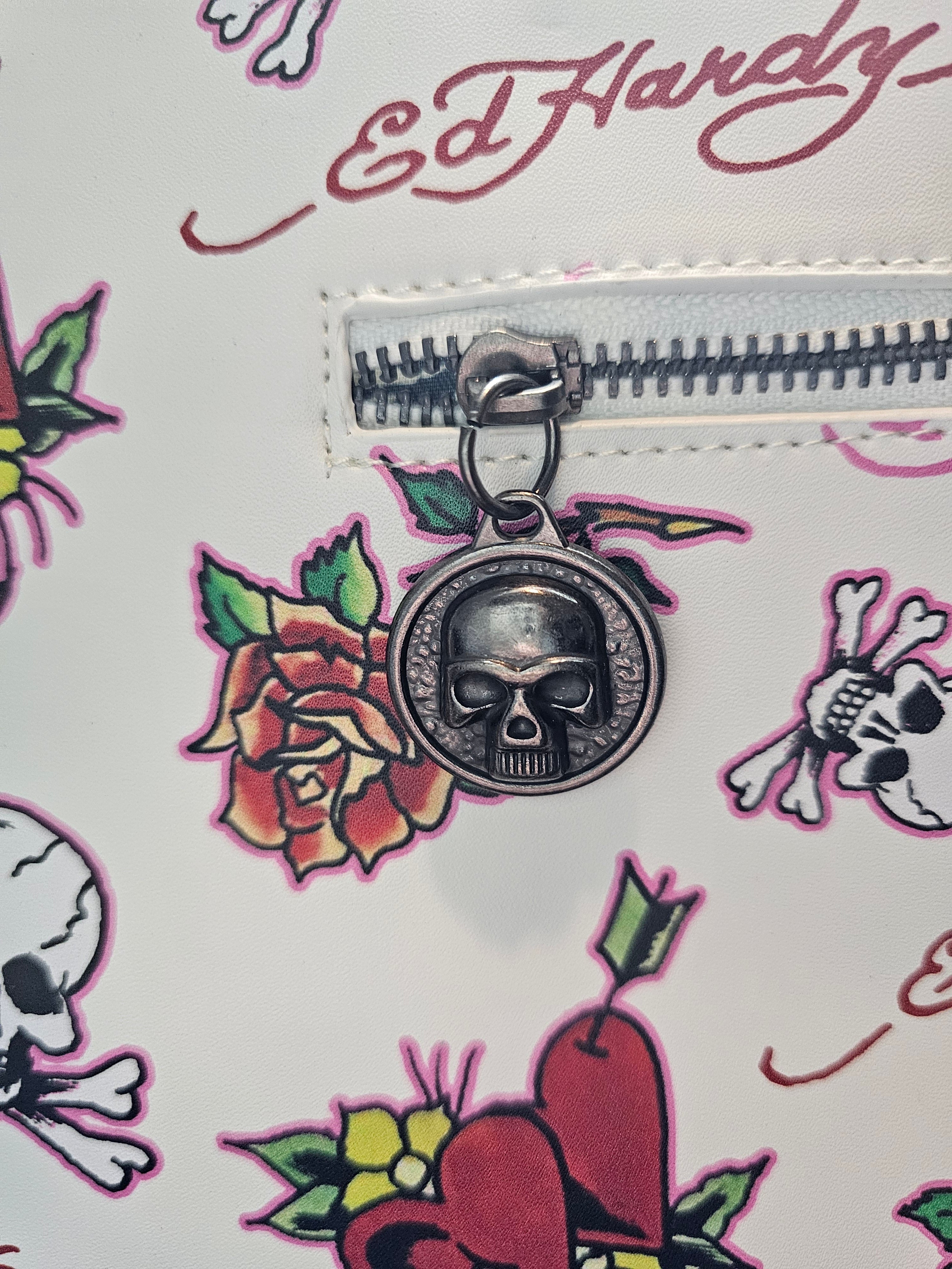 Ed Hardy Large Skull 'Love Kills' Tote Bag NWT