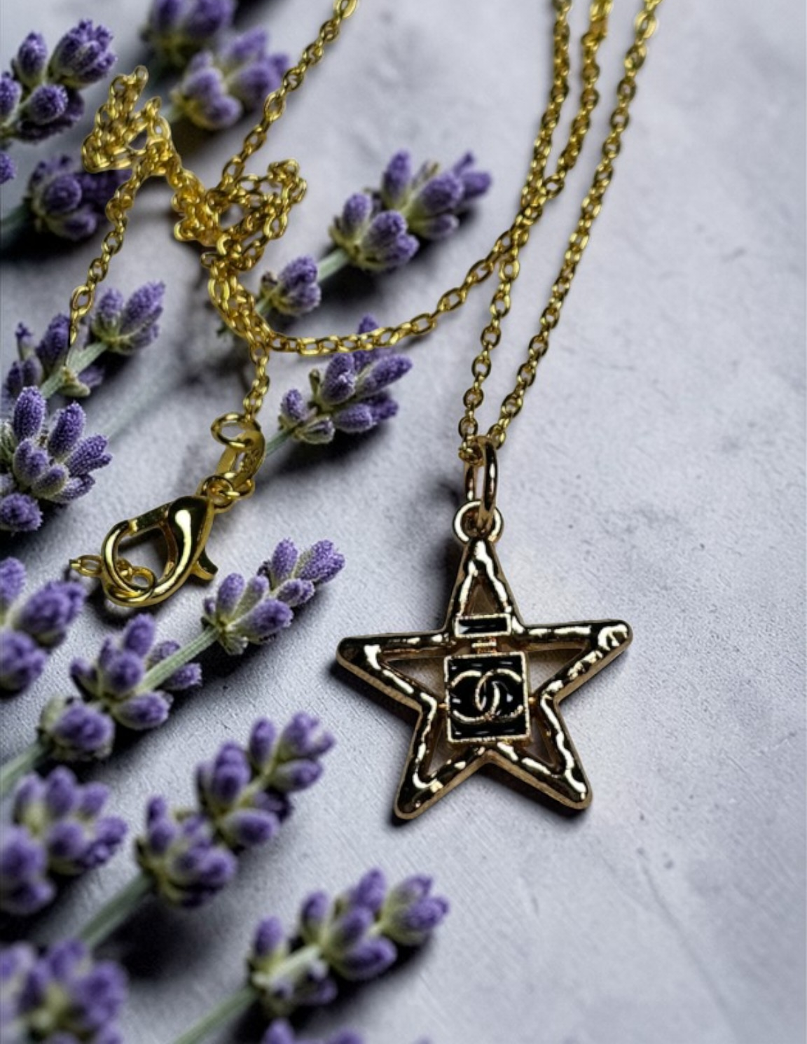 Chanel logo Star charm with chain necklace