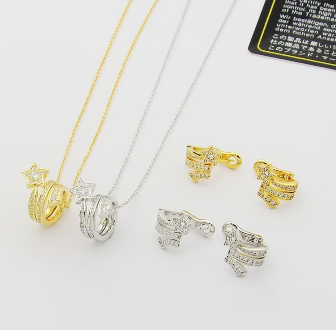 C Logo Jewelry Set Shooting Star Earrings and Necklace