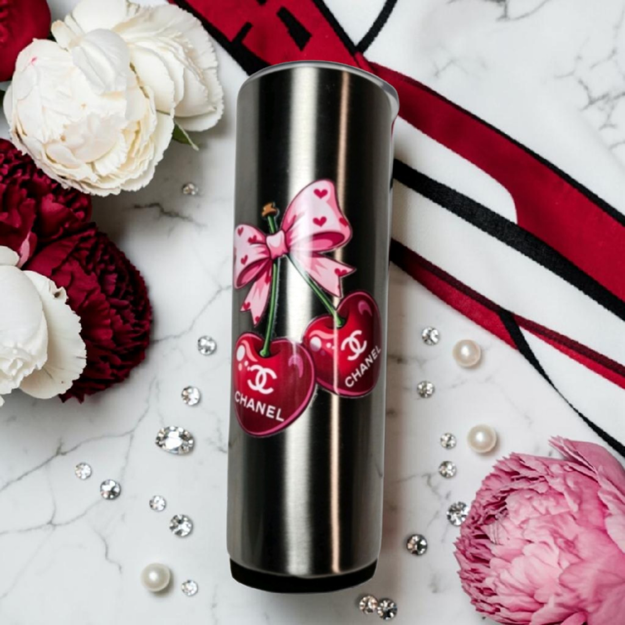 Custom designed CC Logo 🍒 Cherry Tumbler Stainless Steel