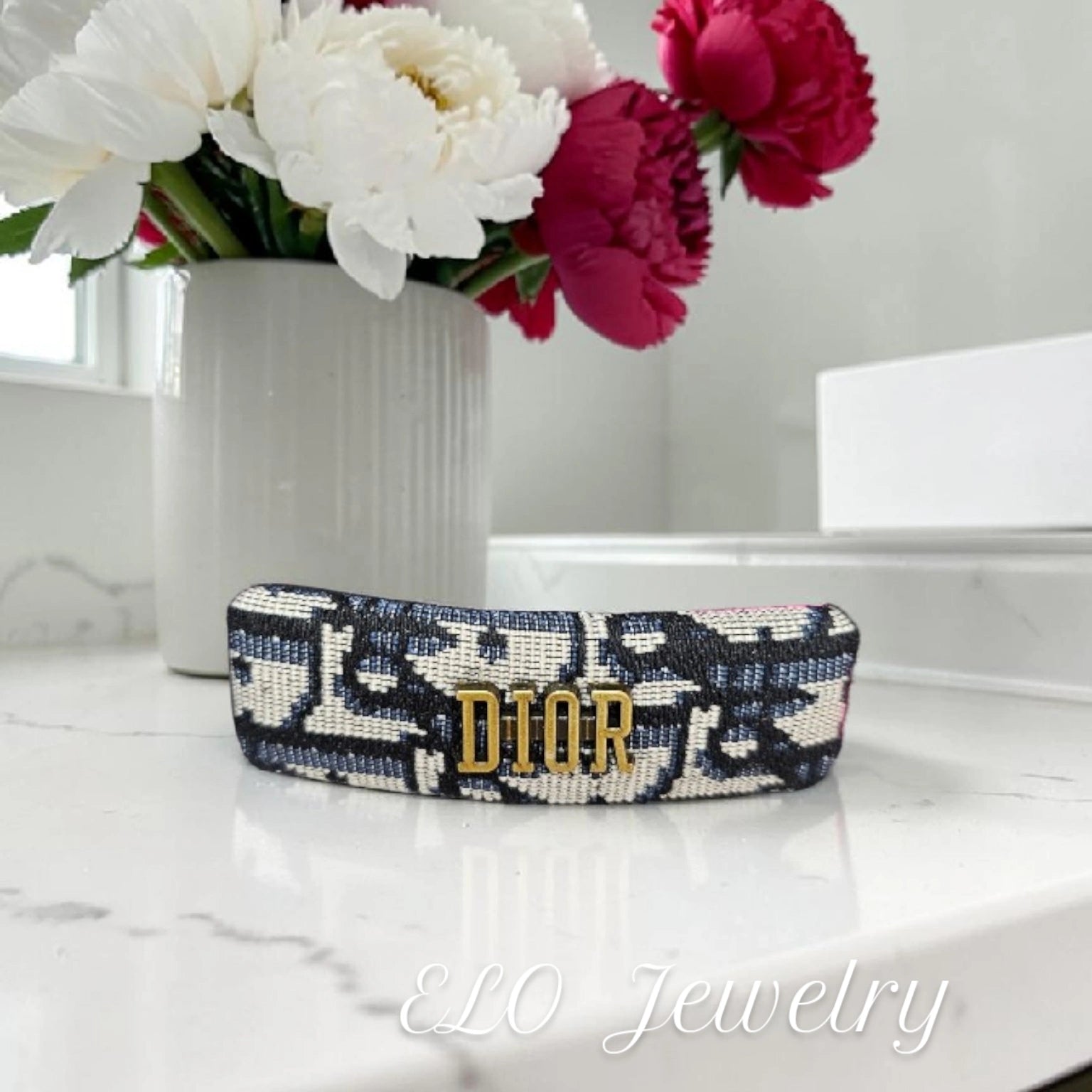 CD Logo Black and white monochrome Hair clip Barrette