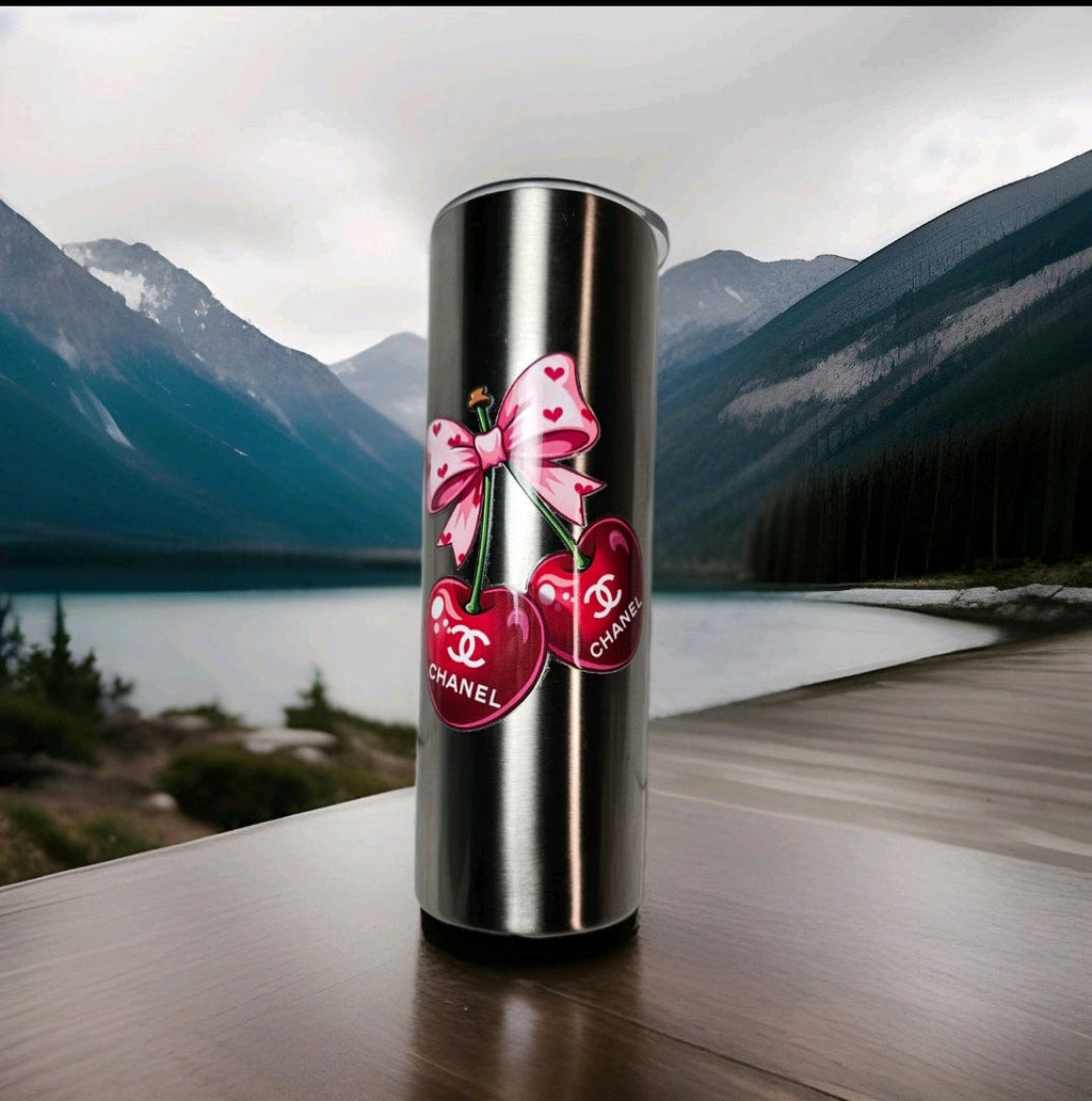Custom designed Chanel Inspired 🍒 Cherry Tumbler Stainless Steel
