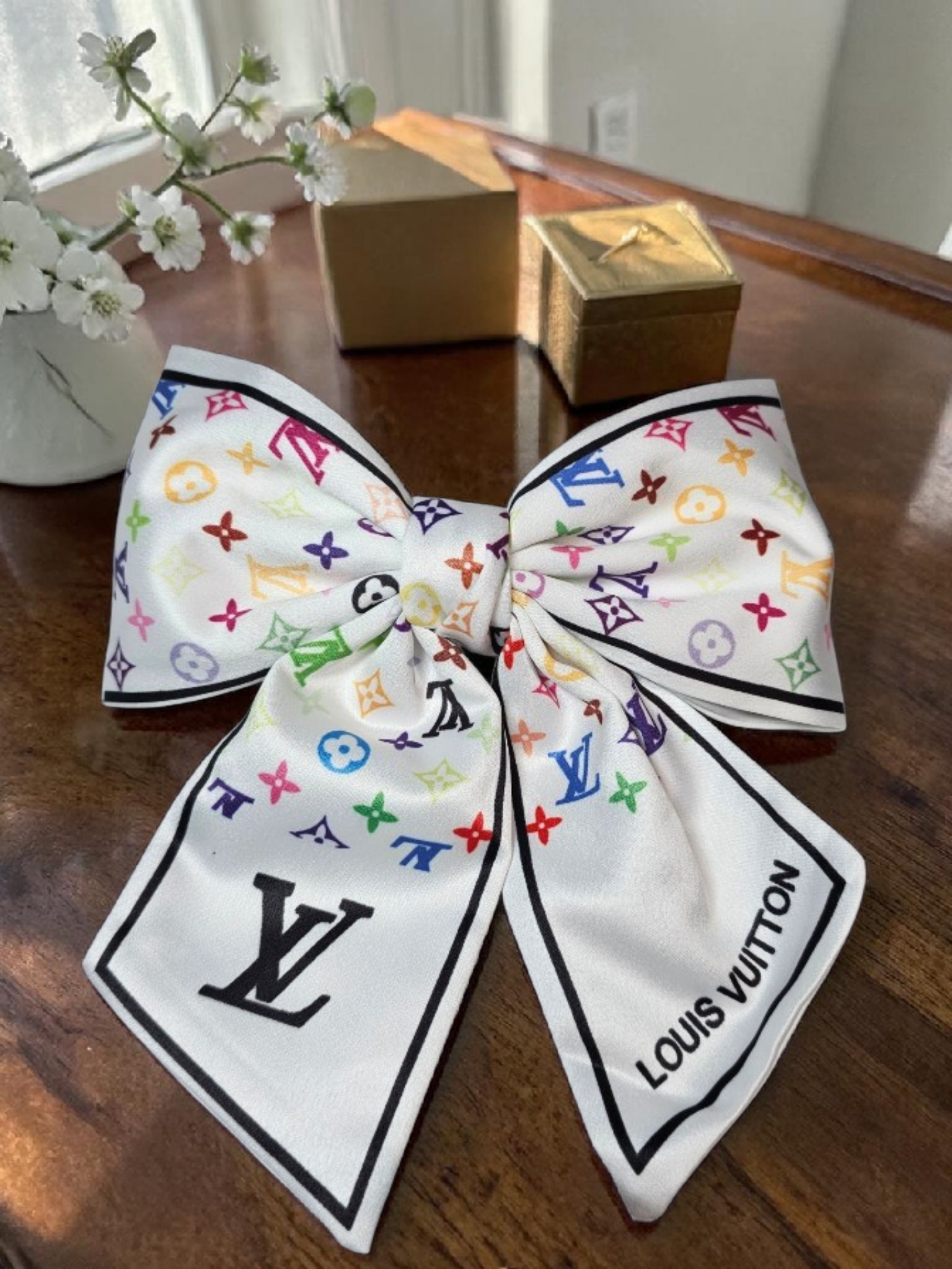 Louis x Murakami Logo 100% Silk Hairbow