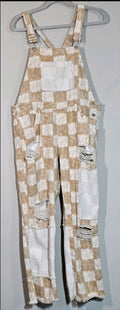 Designer POL Overalls Distressed White and Beige 100% Cotton Like New Size US Large