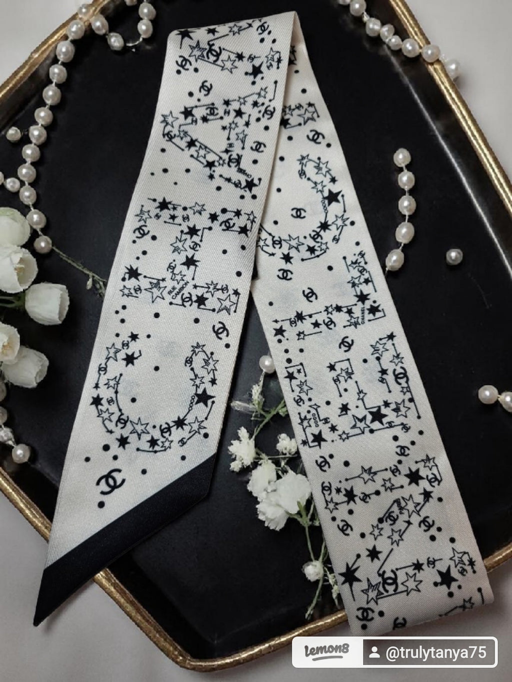 Constellations Bag/ Hair Scarf Accessory 100% Silk