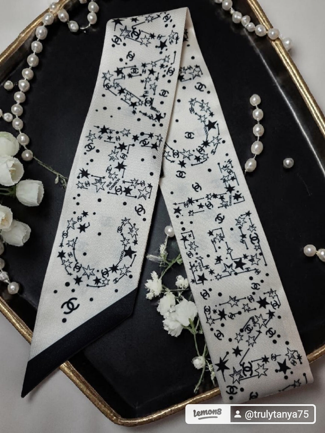 Constellations Bag/ Hair Scarf Accessory 100% Silk