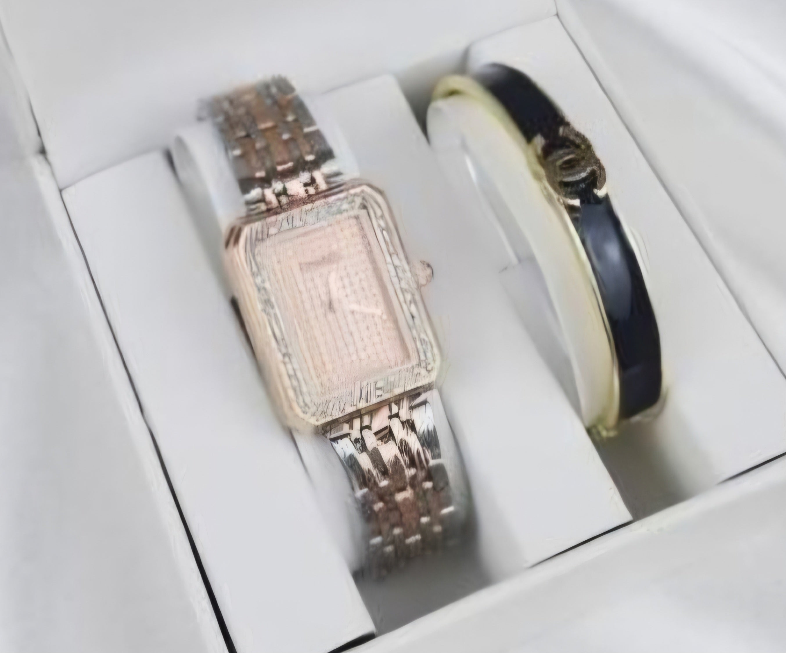 C logo Statement watch Rose Gold styling with stackable bangle Bracelet