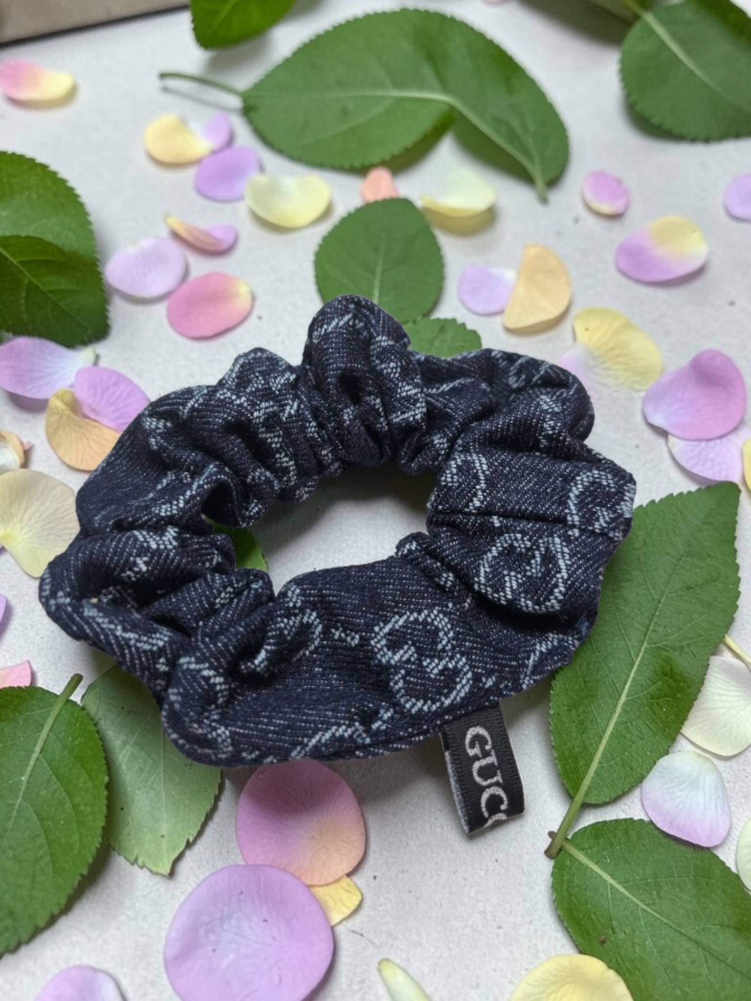 GG Denim Logo Hair Scrunchie