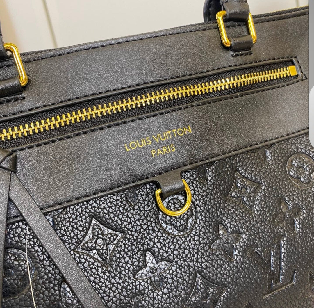 Black Monogram L Logo Slouch Bag