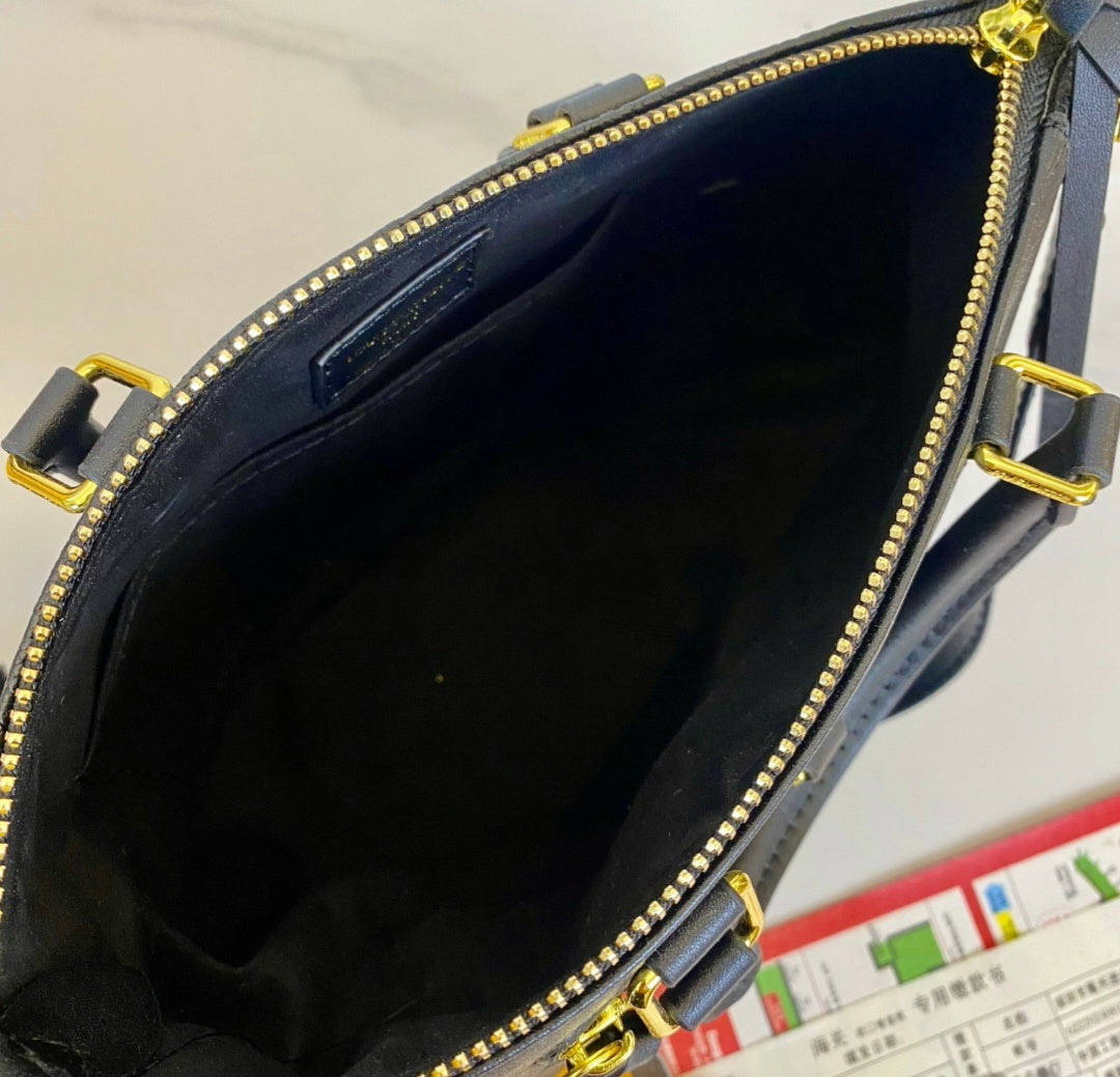 Black Monogram L Logo Slouch Bag