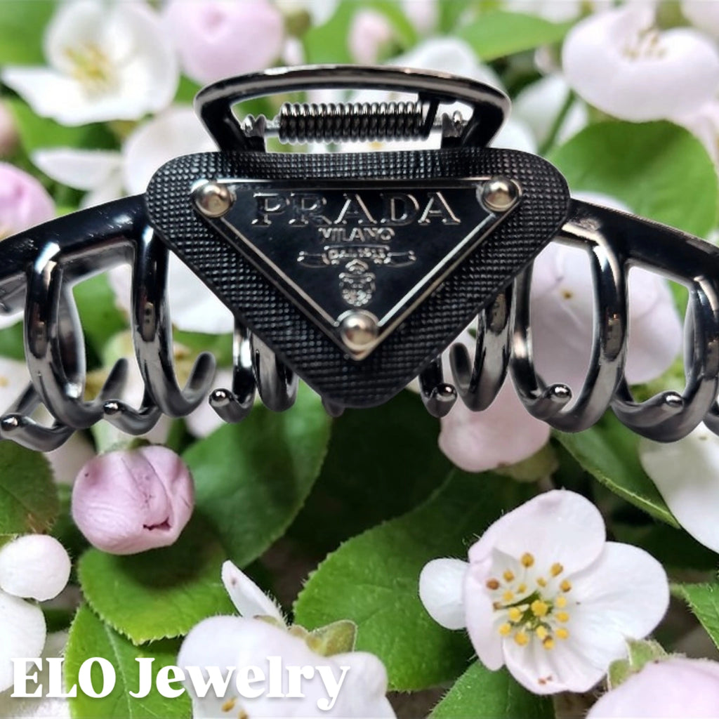 Luxury Leather and metal charm Metal Hair Claw Clip