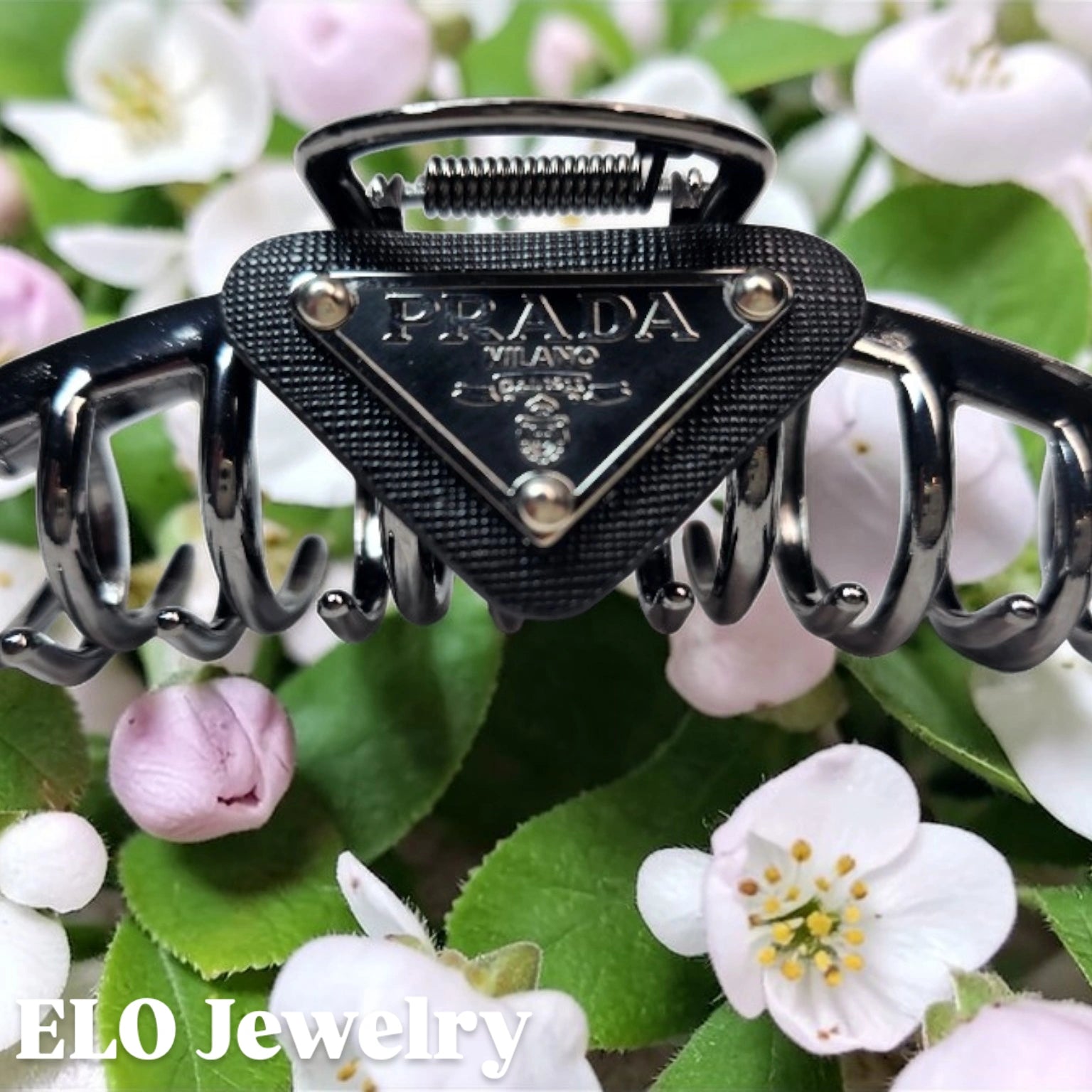 Luxury Leather and metal charm Metal Hair Claw Clip