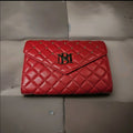 Badgley Mischka Quilted Fire Red Convertible Evening Clutch