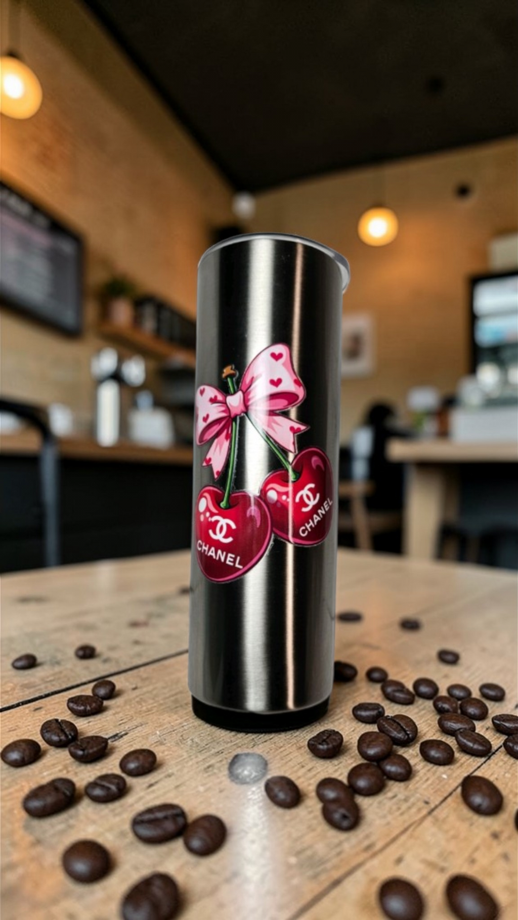 Custom designed Chanel Inspired 🍒 Cherry Tumbler Stainless Steel