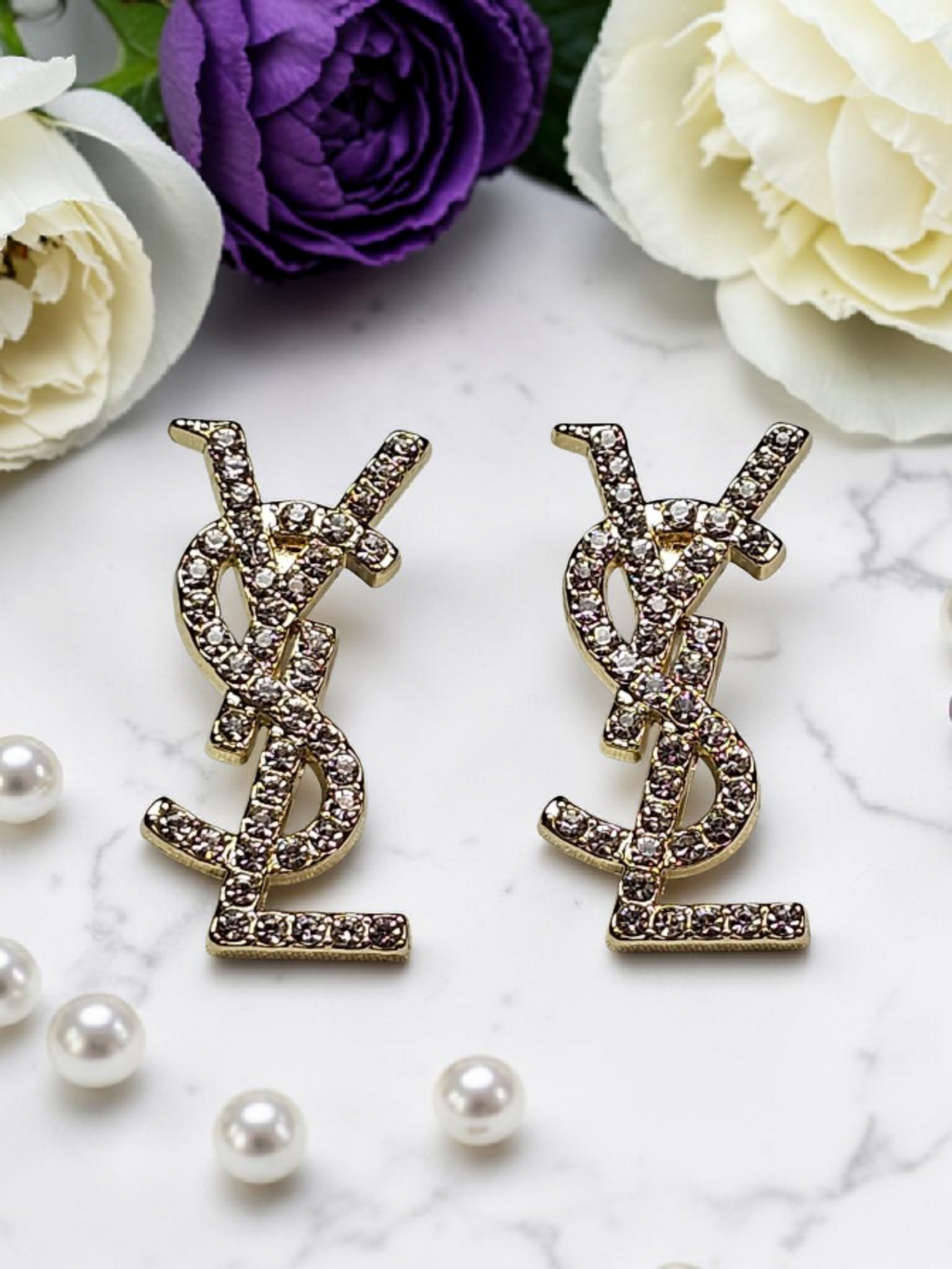 Gold logo charm Earrings