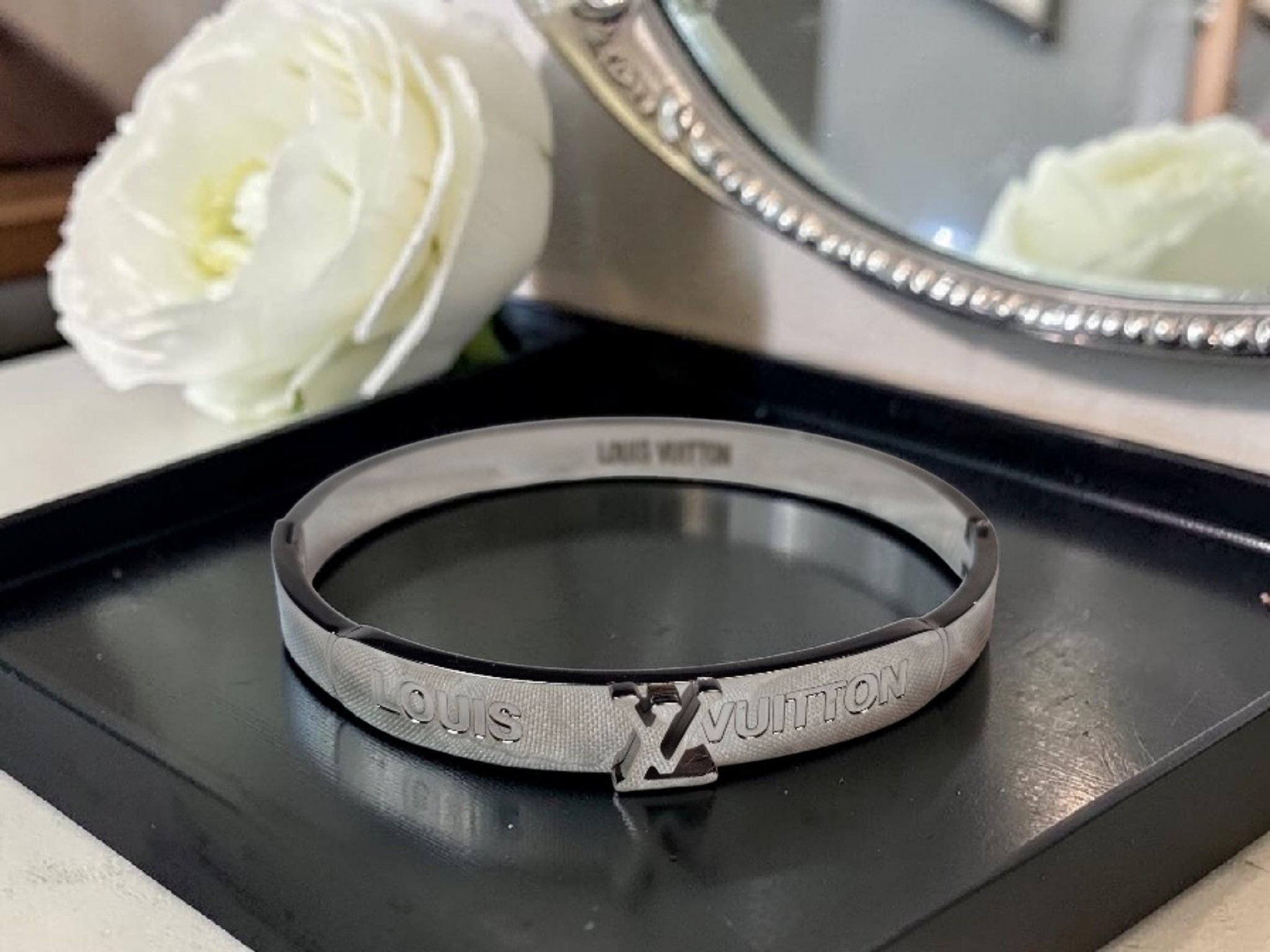 Louis Logo Stainless Steel Cuff bracelet