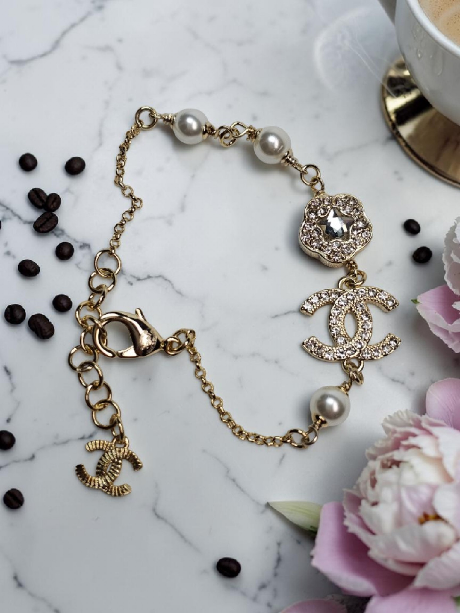 CC Logo Charms Golden Statement bracelet
