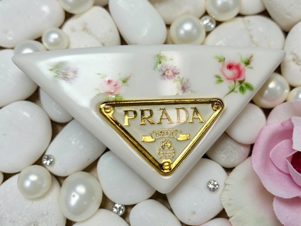 Gold charm White Floral Triangle Floral Hair Clip Spring