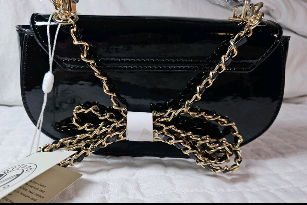 Valentino Orlandi Black Patent Leather Crossbody Bag