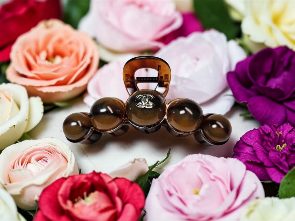 Chanel Inspired Hair Claw clip Brown 5"