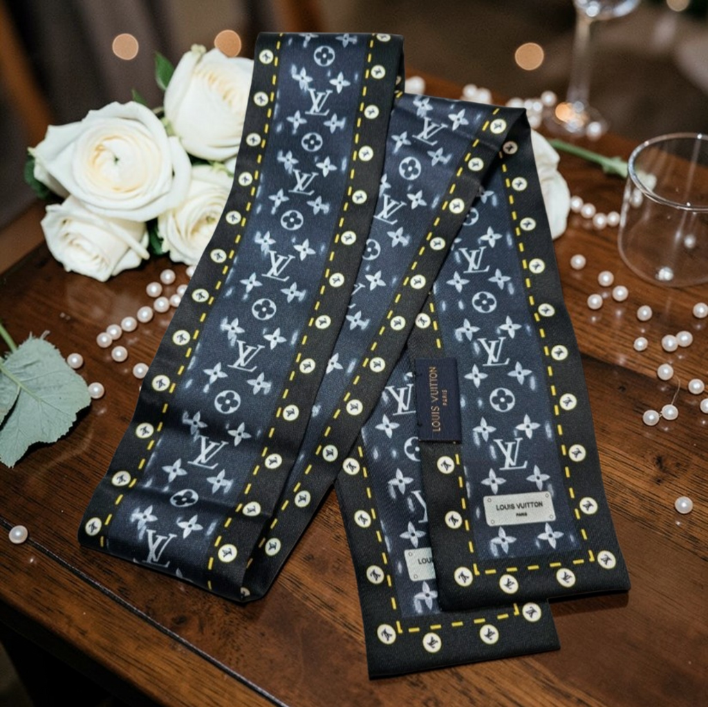 Louis Vuitton Logo bag scarf / Hair Accessory Tagged 100% Silk