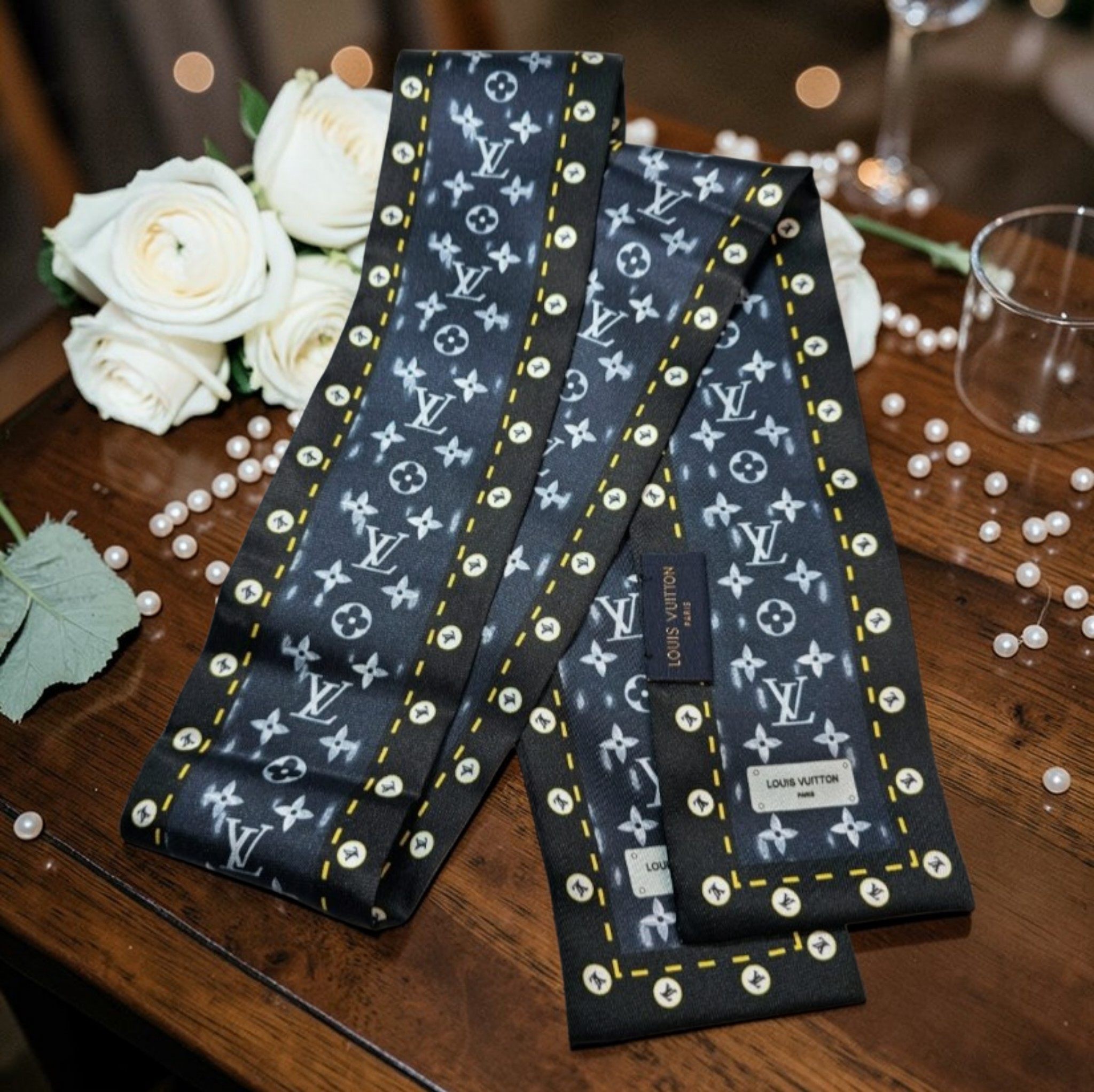 Louis Vuitton Logo bag scarf / Hair Accessory Tagged 100% Silk