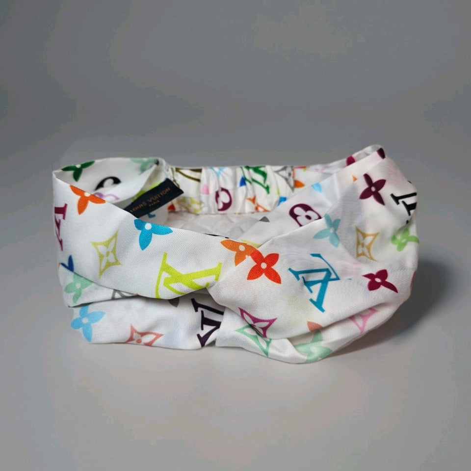 Signature Louis Vuitton Logo 100% Silk stretch hairband