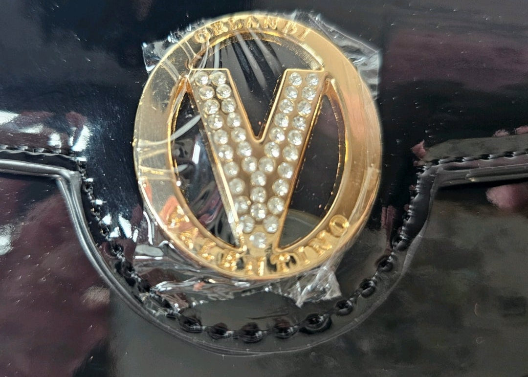 Valentino Orlandi Black Patent Leather Crossbody Bag