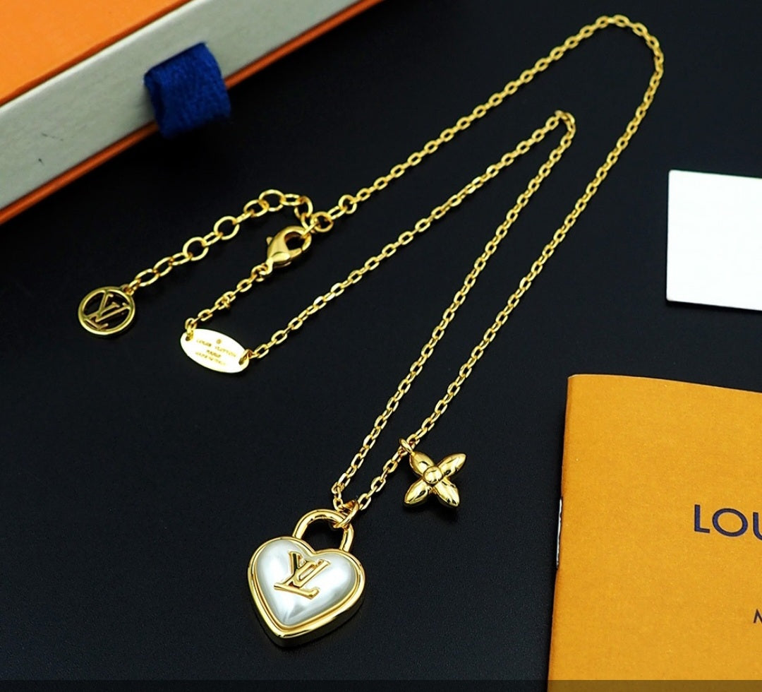 L Logo Heart Pendant Necklace