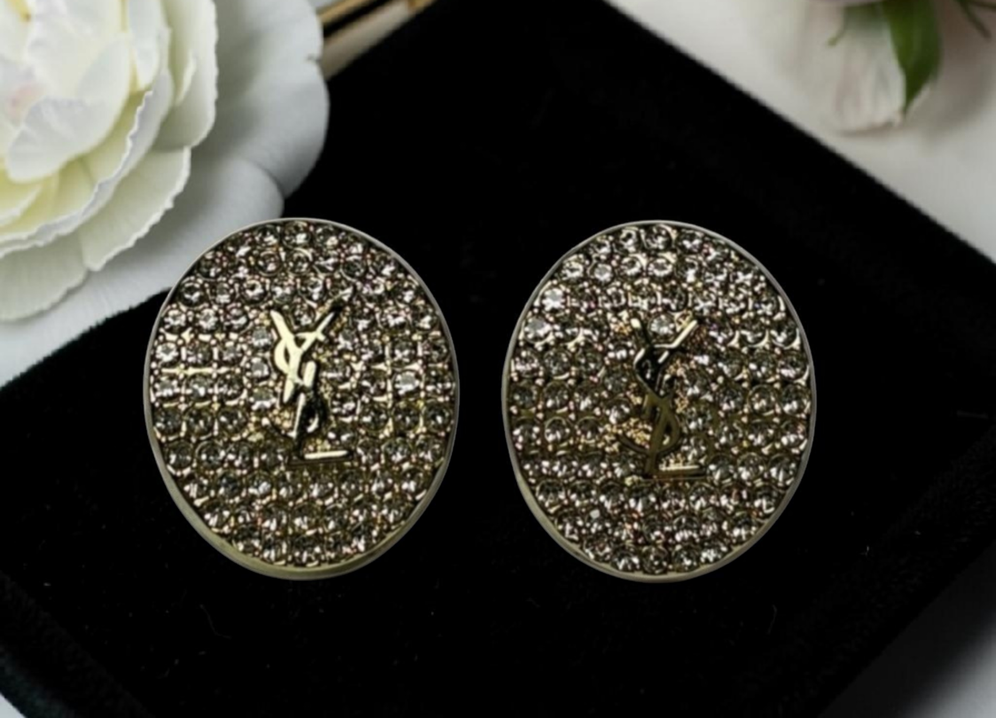 Gold Charm Pavé pierced Gemstone Earrings