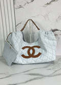 Light Blue Luxury Logo XL Tote Bag