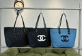 C Logo Dark Blue Denim XL Tote Bag