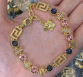 Luxury Jewelry Gold plated Medusa logo gemstone Bracelet