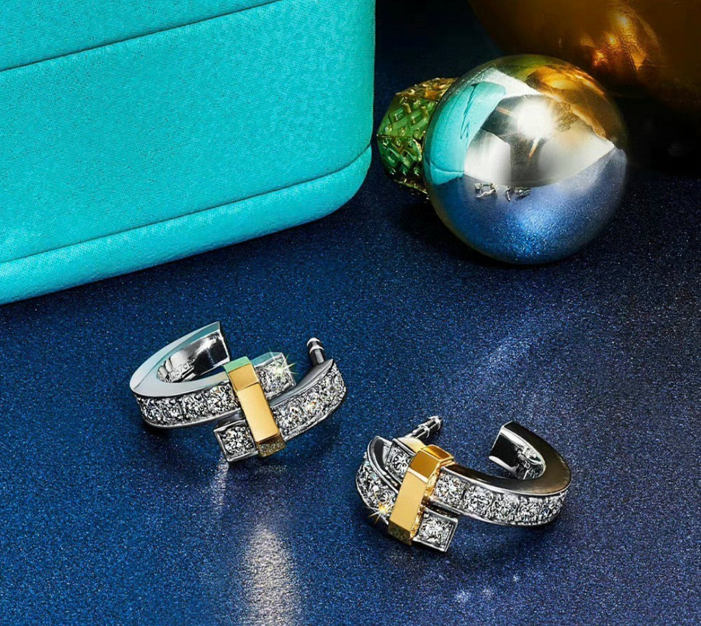 18K Gold Plated And Silver Logo Hoop Earrings