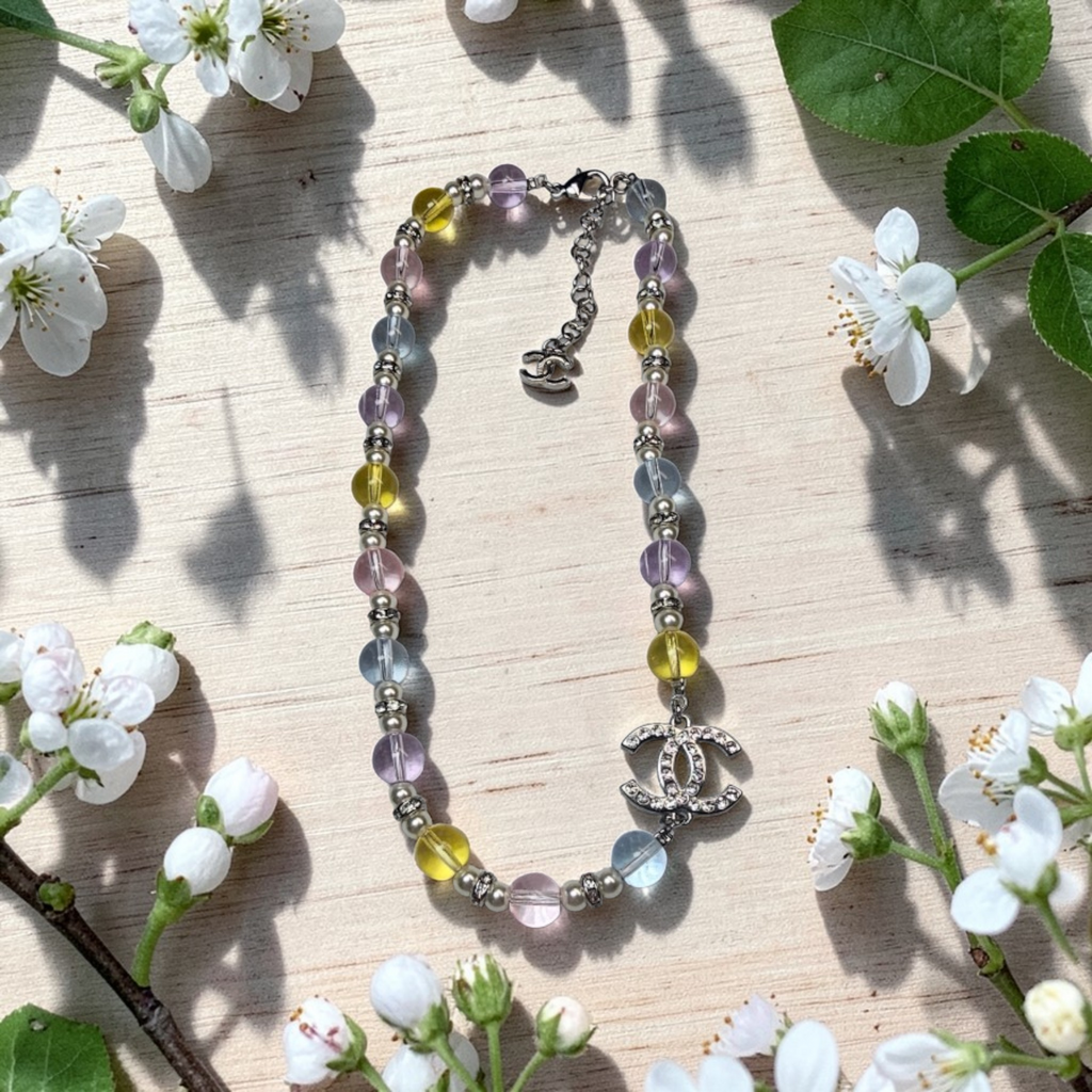 CC Charm Multicolor Glass Bead Necklace