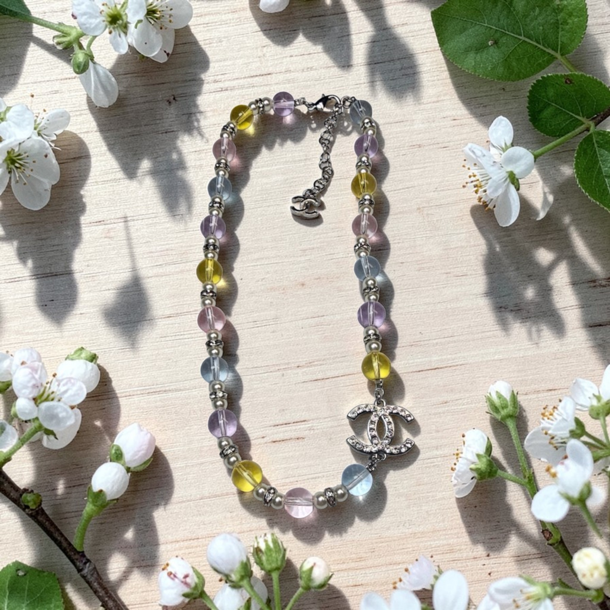 CC Charm Multicolor Glass Bead Necklace