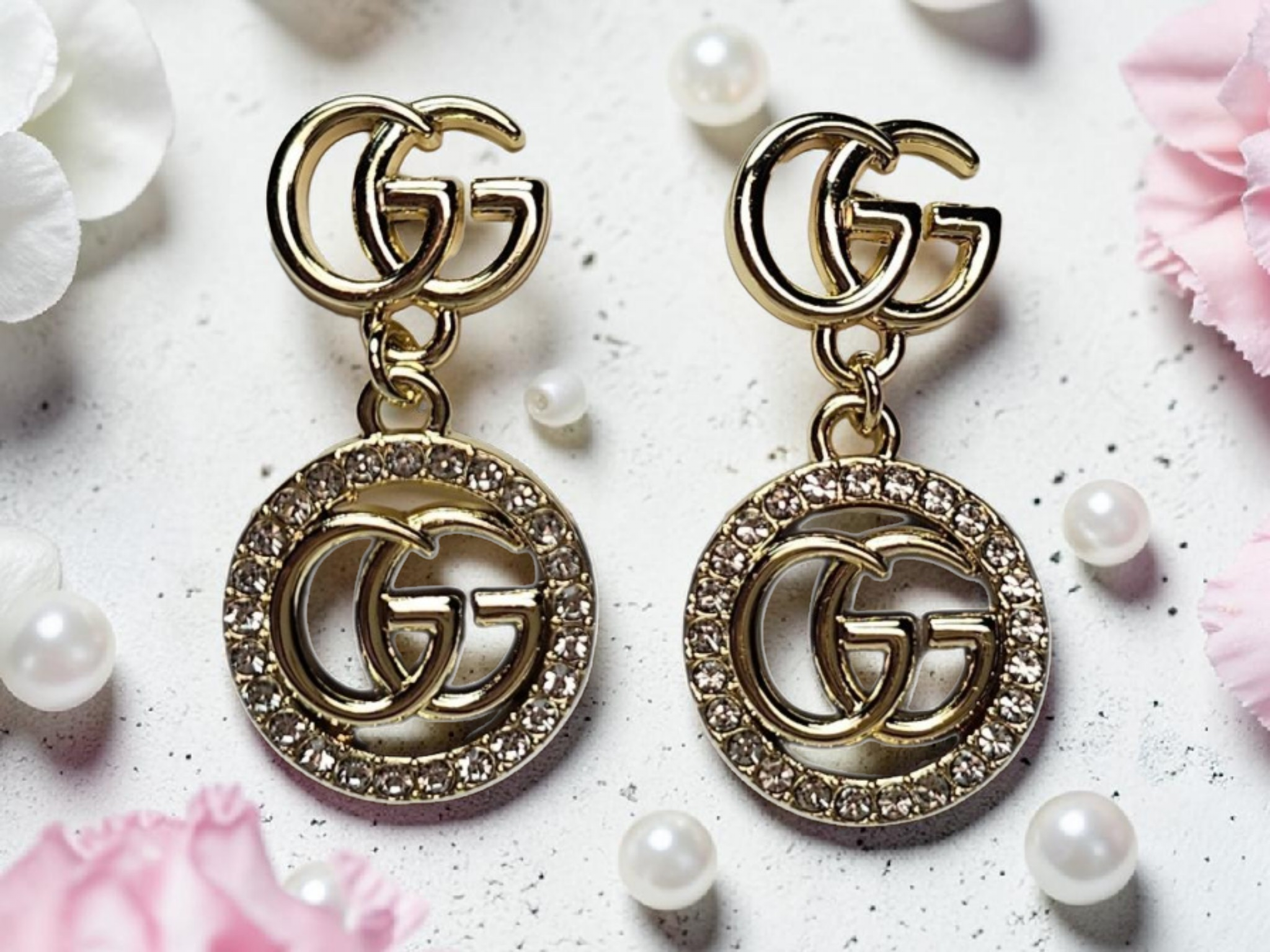 GG Logo charm Gold drop Earrings