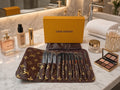 L logo Brown case with Full Size Luxury Makeup Brush set New with gift box
