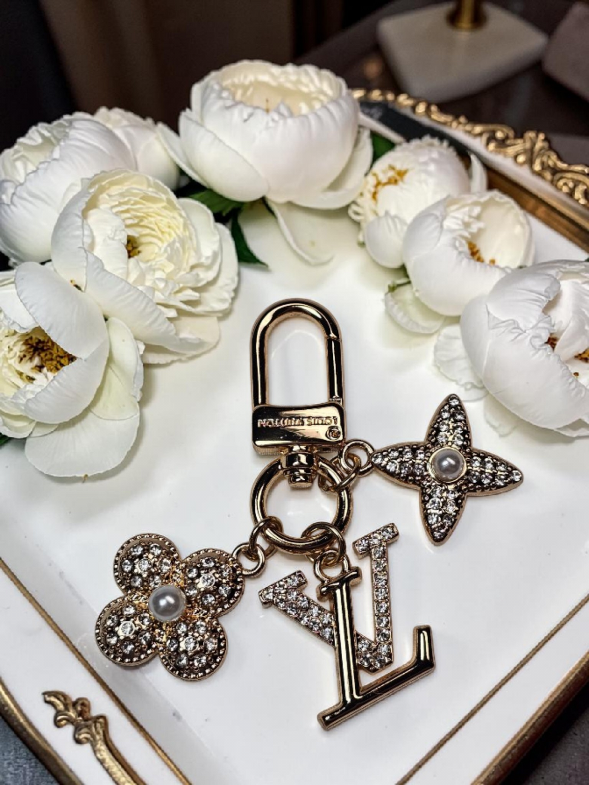 Logo Gold Charm Keychain Bag Charm Accessory