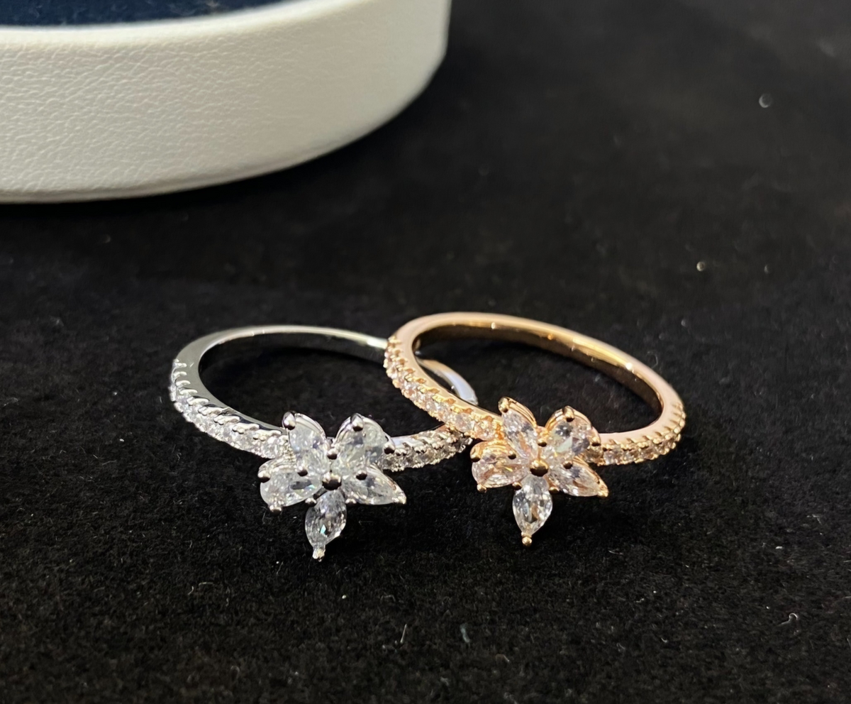 T&C Bow logo Ring with Gemstones