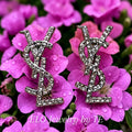 YSL Silver Logo Charm Earrings